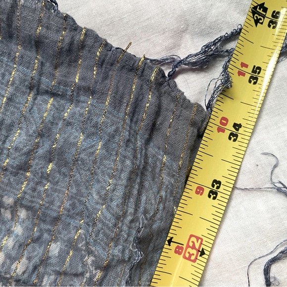 Vintage Blue Metallic Fringe Scarf - Picture 4 of 5